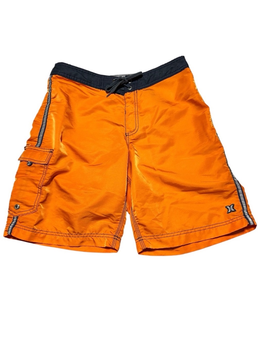 Y2K Hurley Neon Orange Board Shorts Mens 32 Surf Swim Beach Skater Cargo